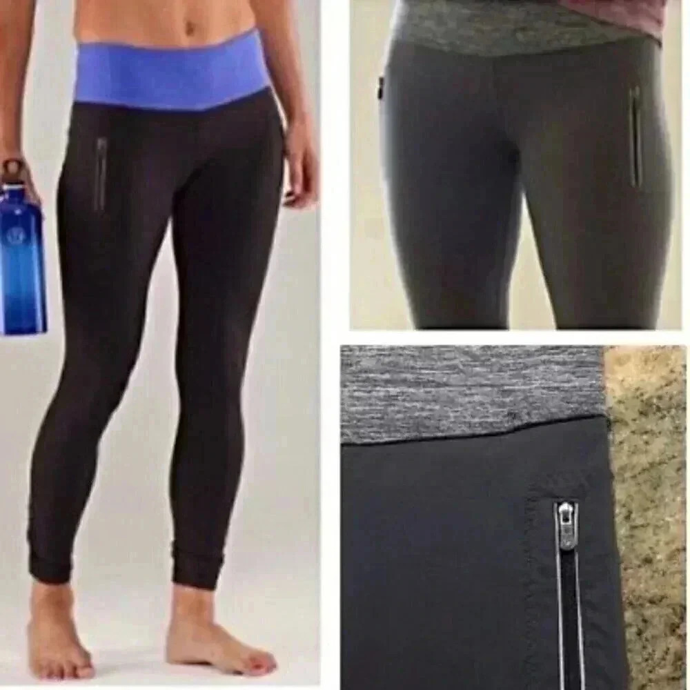 Lululemon Run See Me ride 7/8 heathered coal lightweight casual yoga tights 8